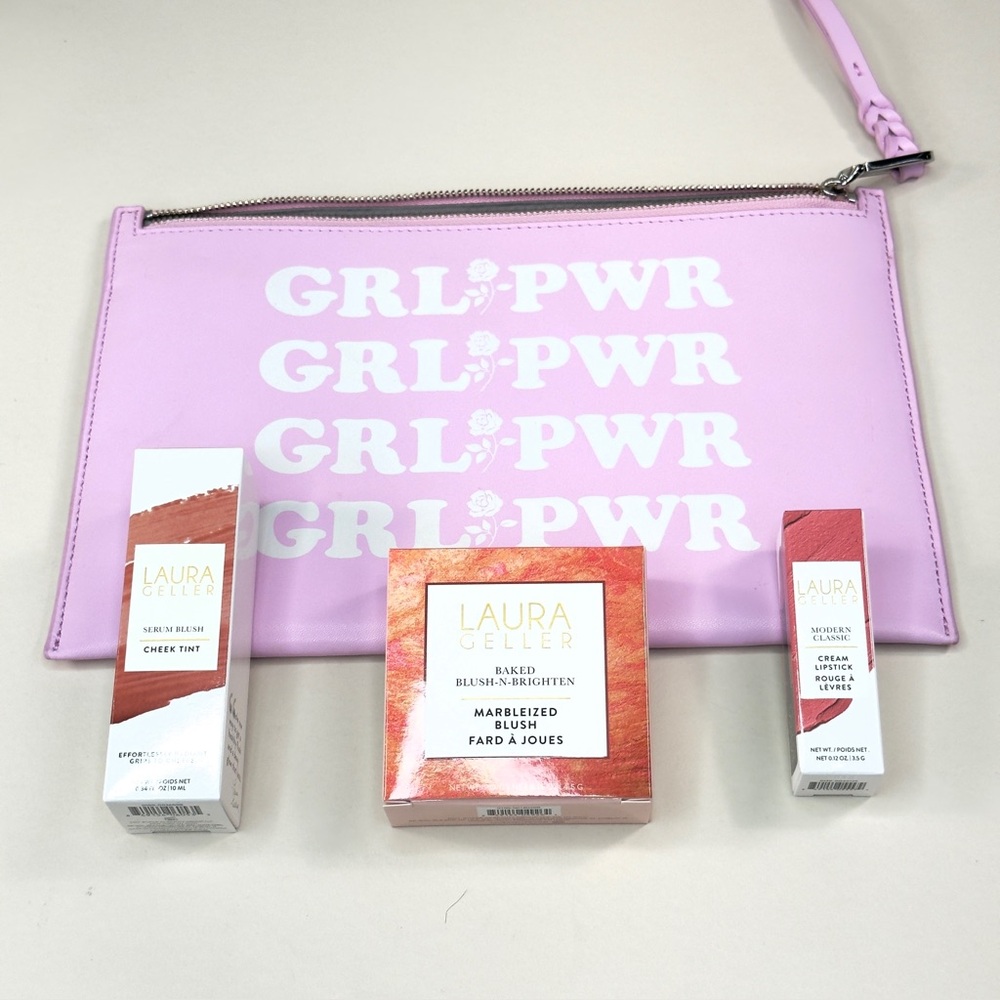 BRAND NEW BUNDLE Laura Geller Makeup Collection Plus Rebecca Minkoff Pink Clutch